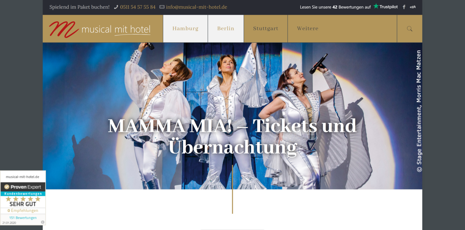 MAMMA MIA! – Tickets und Übernachtung - Musicalreise.net