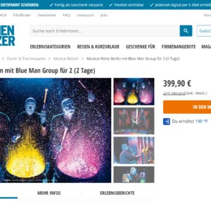 Musicalreise Berlin mit Blue Man Group für 2 (2 Tage)