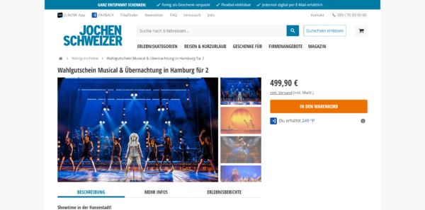 Wahlgutschein Musical & Übernachtung in Hamburg für 2